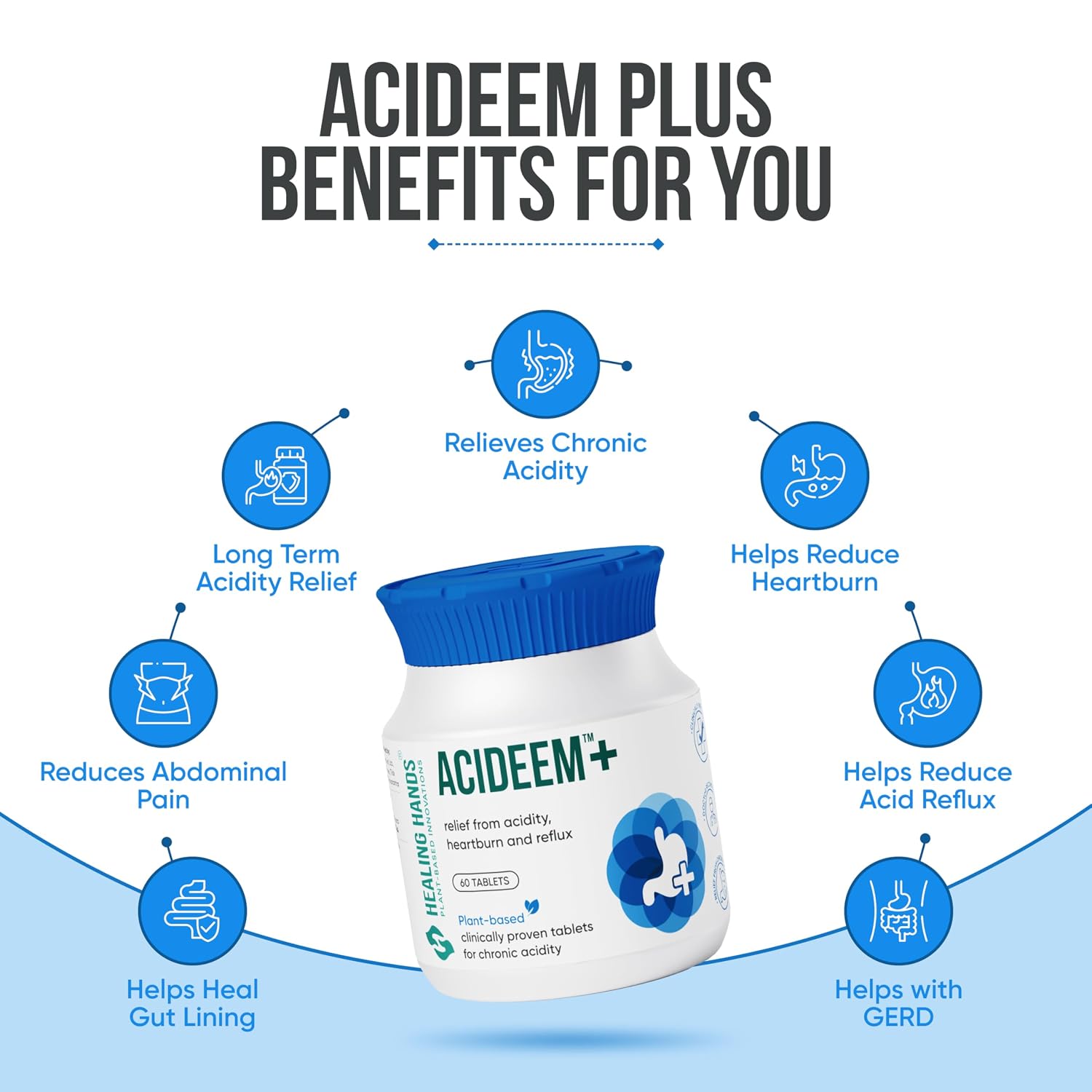 Healing Hands Acideem Plus Tablets strip blister view