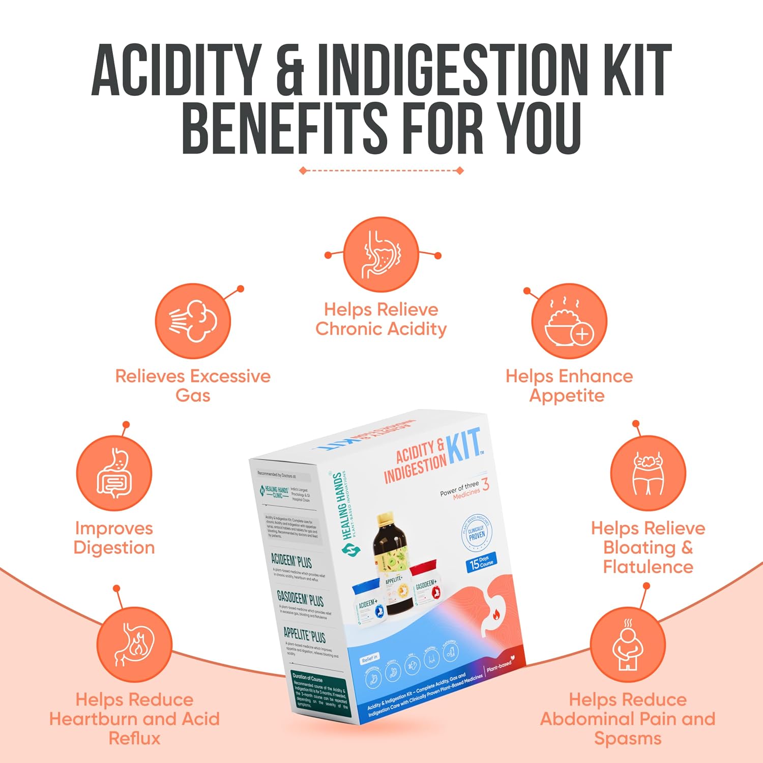 Healing Hands Acidity and Indigestion Kit pack side view
