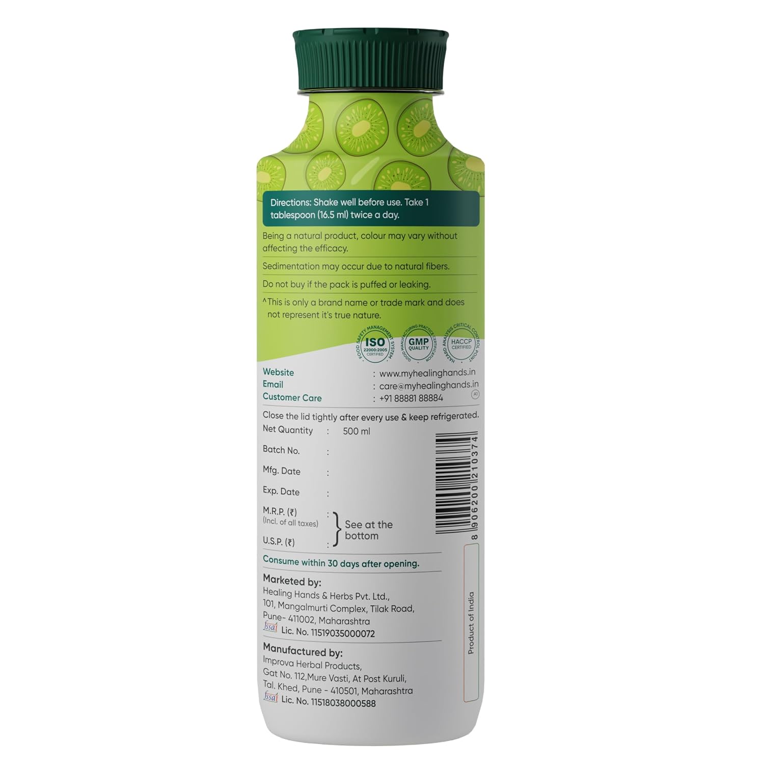 Healing Hands KiwiBiotic Juice pack side view