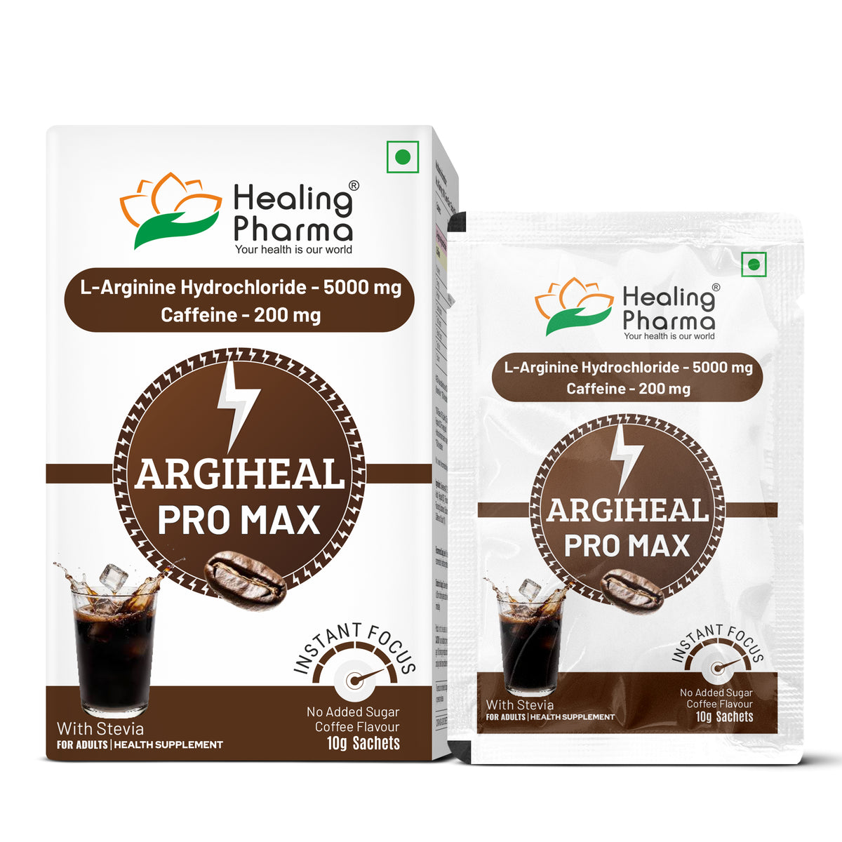 Healing Pharma Argiheal Pro Max Pre-Workout Sachets pack front view