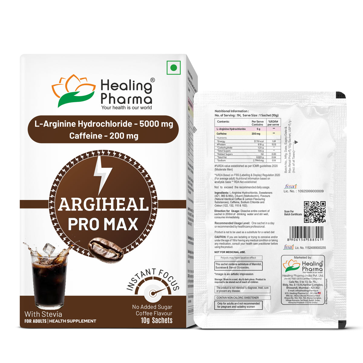 Healing Pharma Argiheal Pro Max Pre-Workout Sachets strip blister view