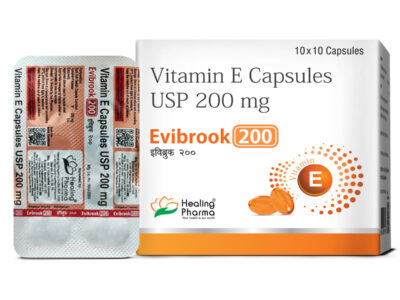 Healing Pharma Evibrook Vitamin E Capsules pack side view
