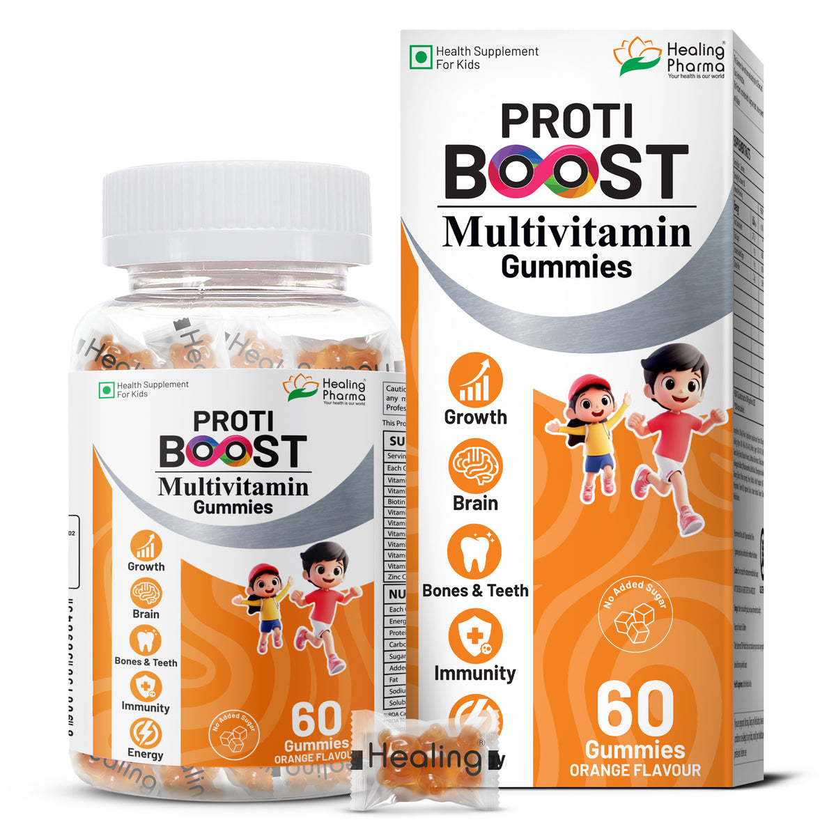 Healing Pharma Proti Boost Multivitamin Gummies for Kids pack front view