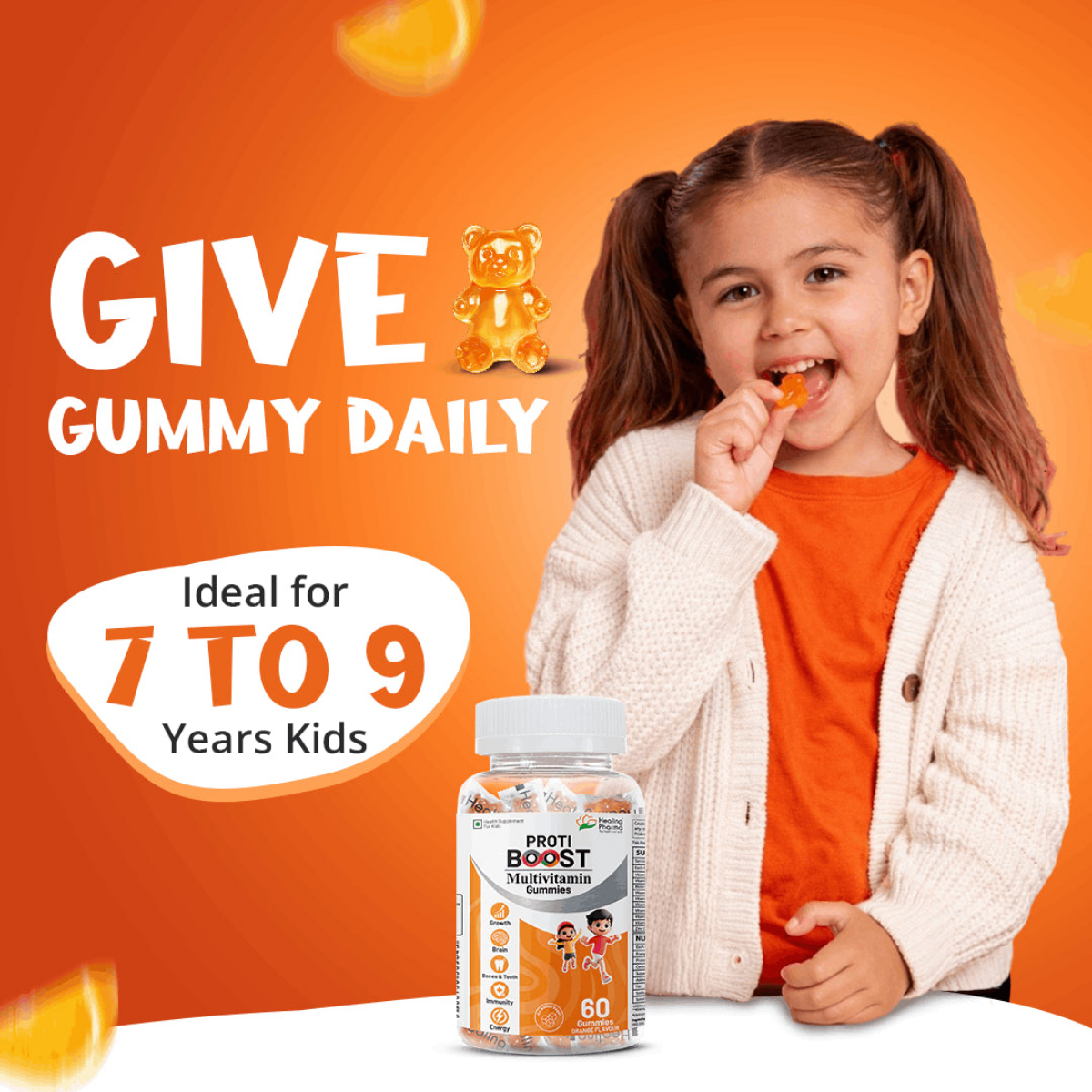 Healing Pharma Proti Boost Multivitamin Gummies for Kids pack back view
