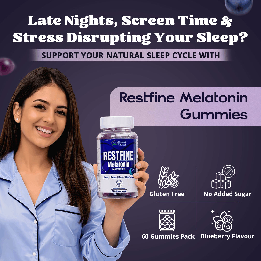 Healing Pharma Restfine Melatonin Gummies pack side view