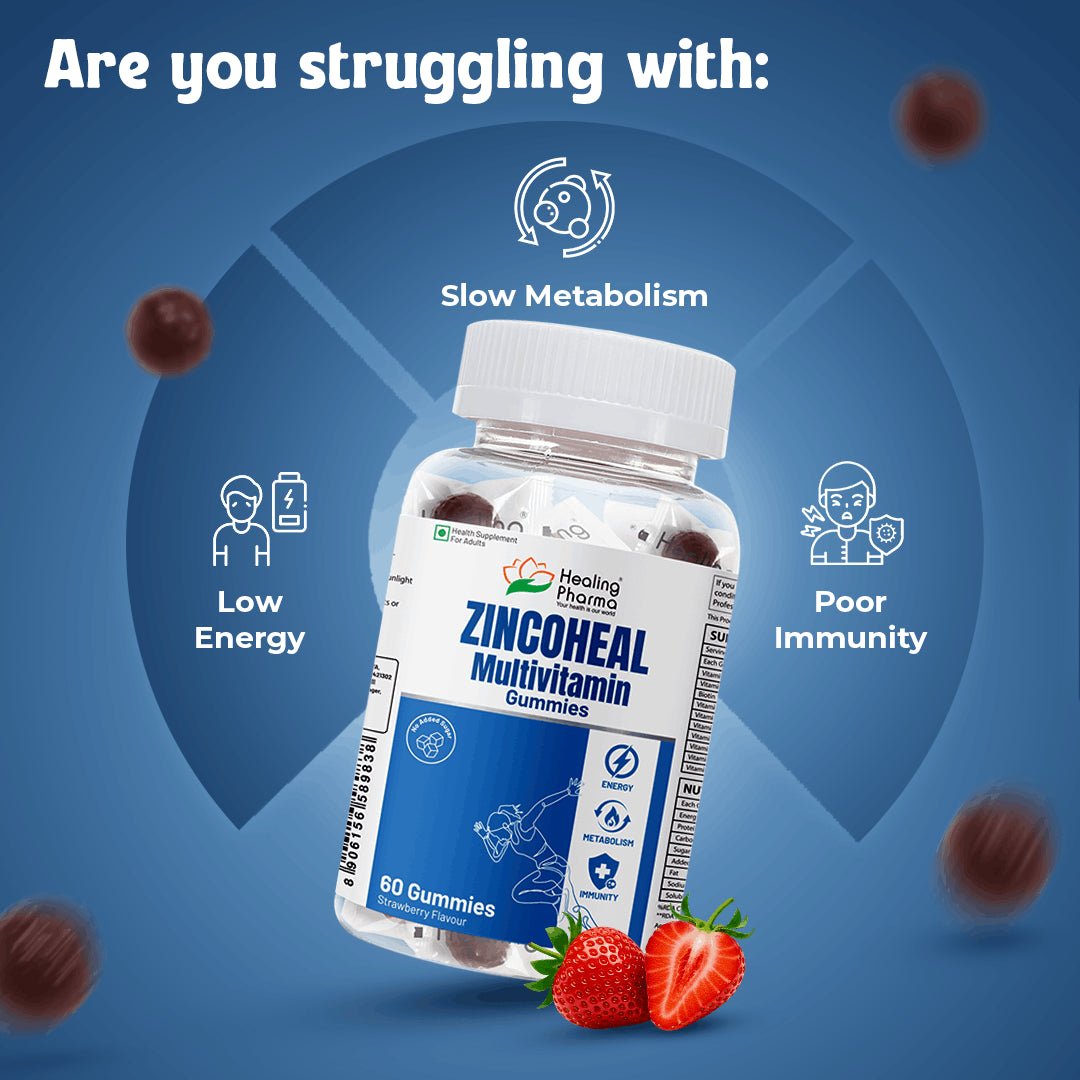 Healing Pharma Zincoheal Multivitamin Gummies strip blister view