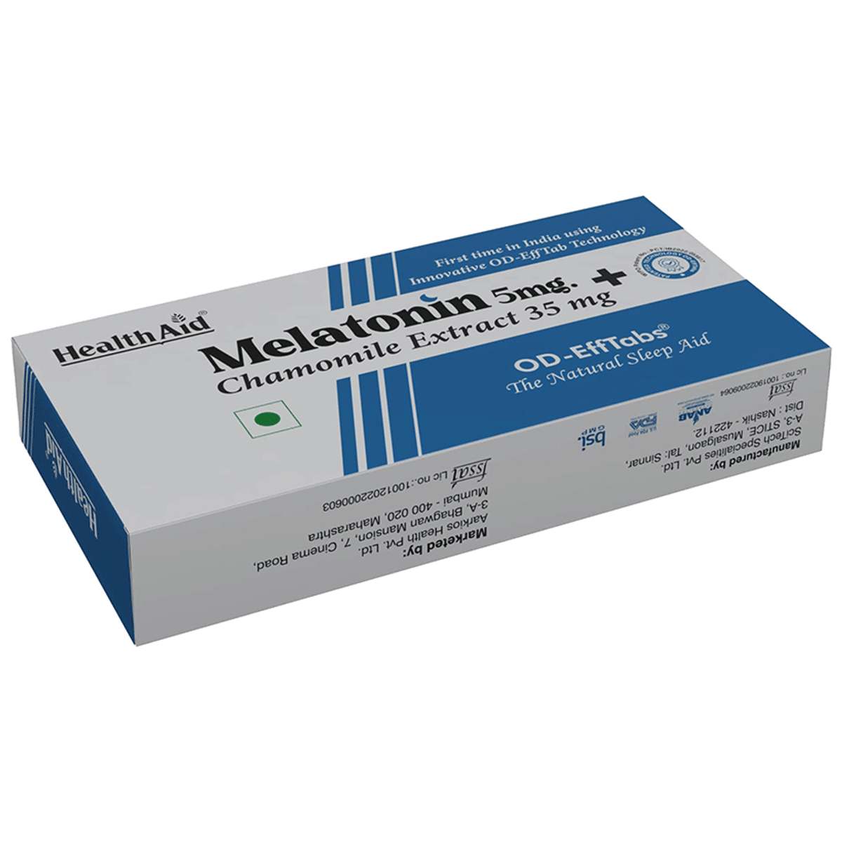 HealthAid Melatonin Chamomile composition panel
