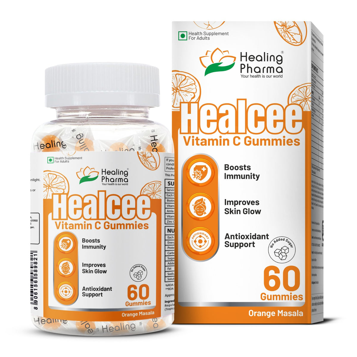 Healing Pharma Healcee Vitamin C and Zinc Gummies pack front view