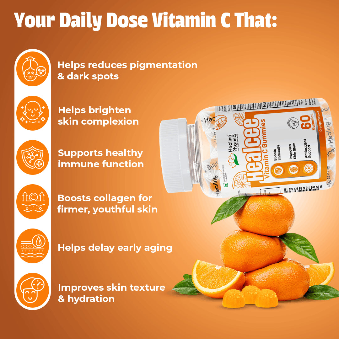 Healing Pharma Healcee Vitamin C and Zinc Gummies pack back view