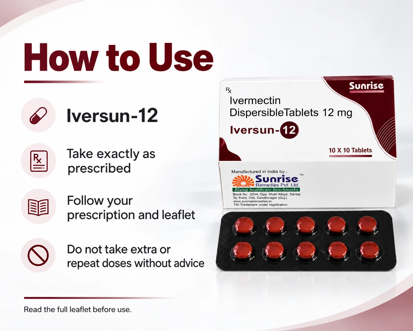 Iversun 12mg Tablet DT how to use