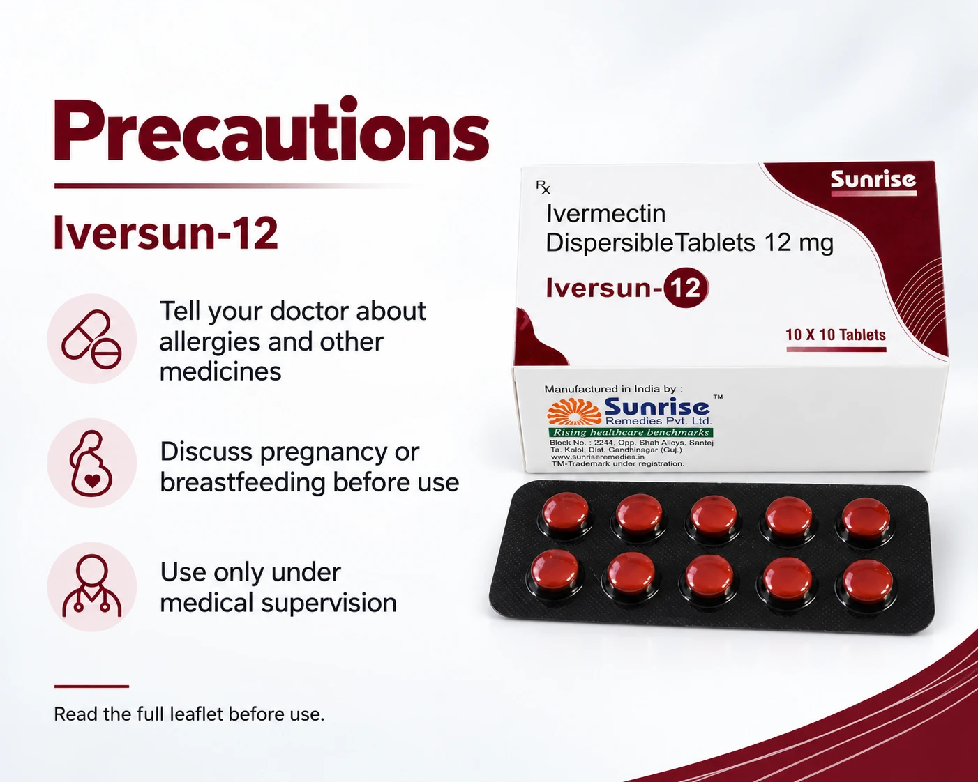 Iversun 12mg Tablet DT precautions