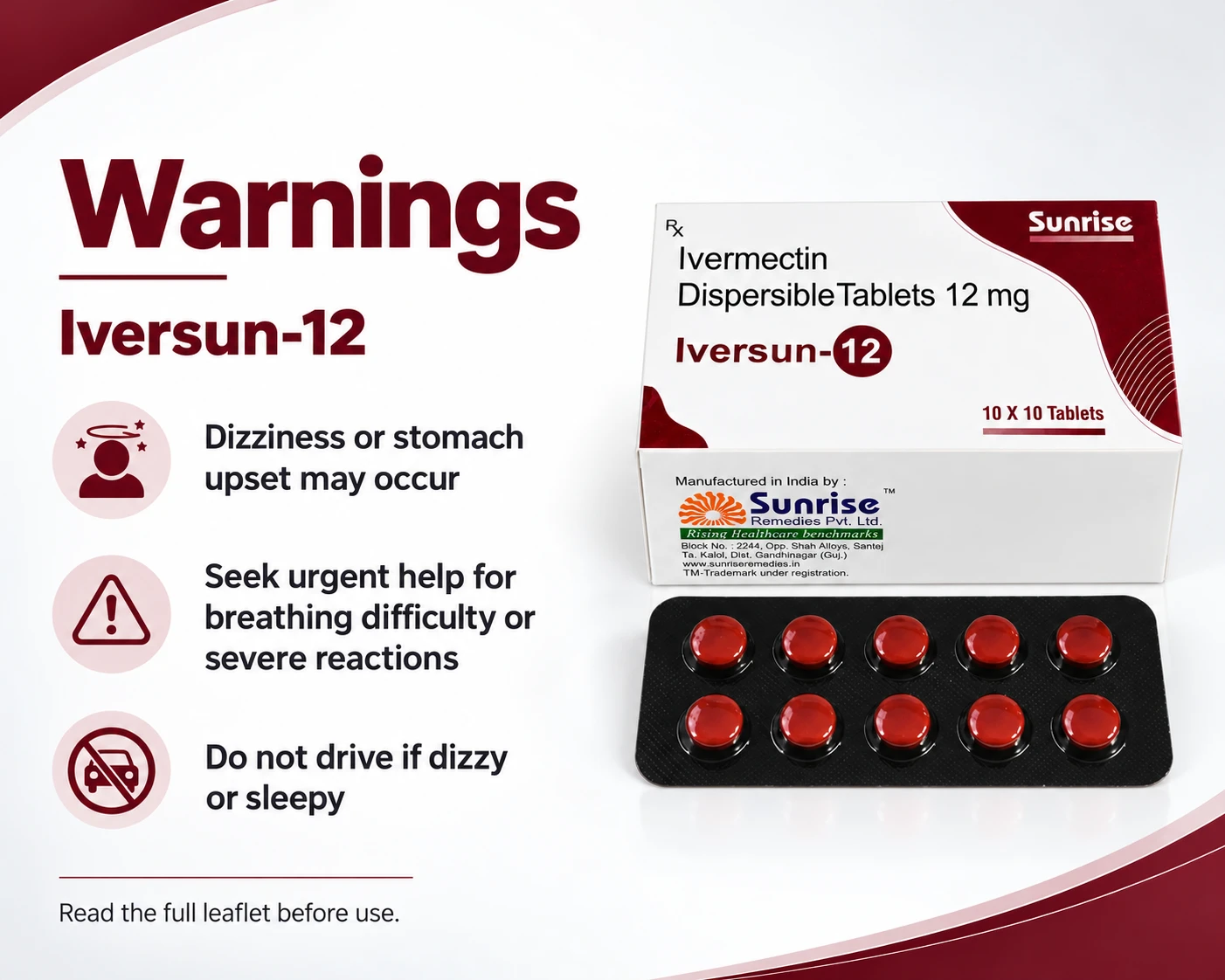 Iversun 12mg Tablet DT warnings