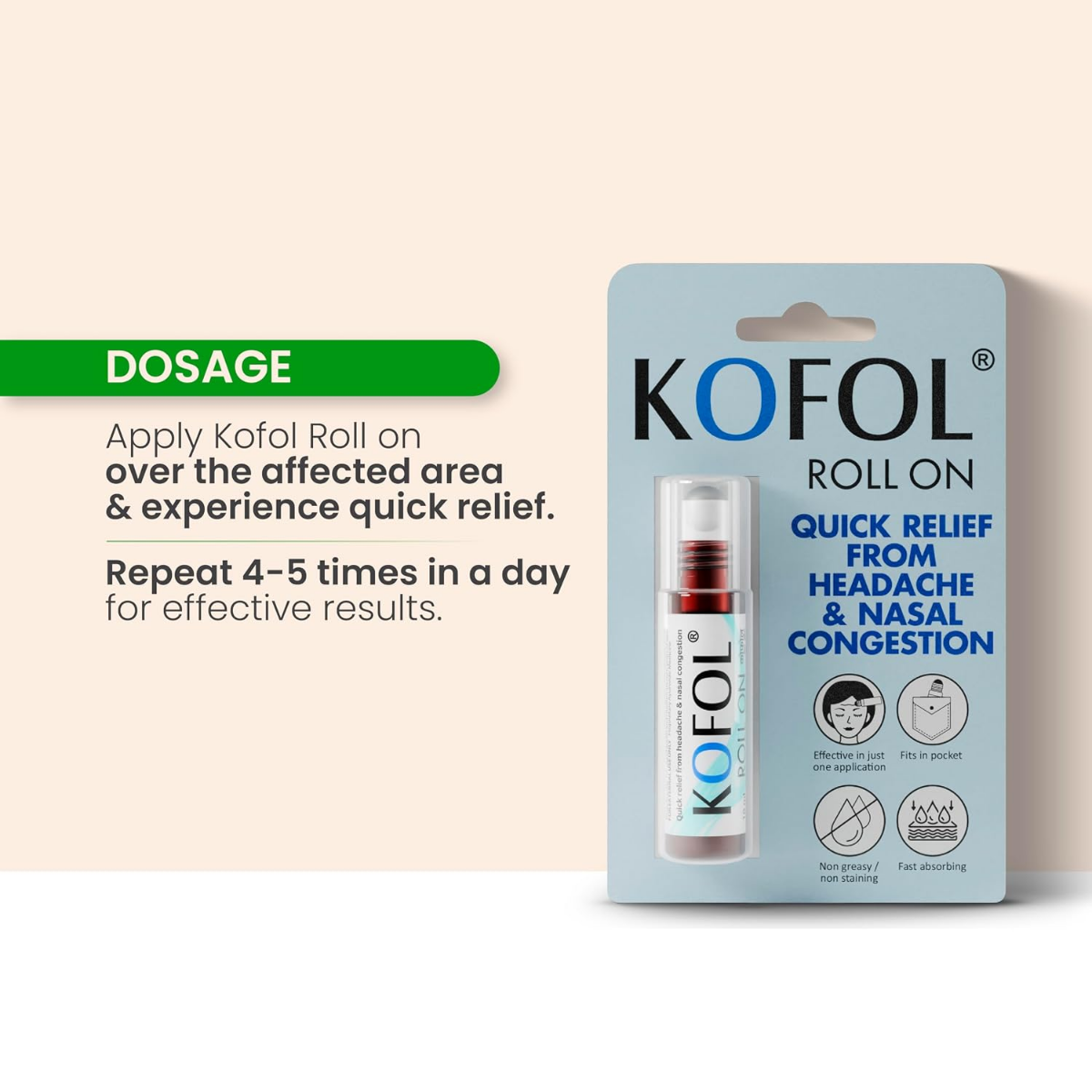 Kofol Ayurvedic Roll-On strip blister view