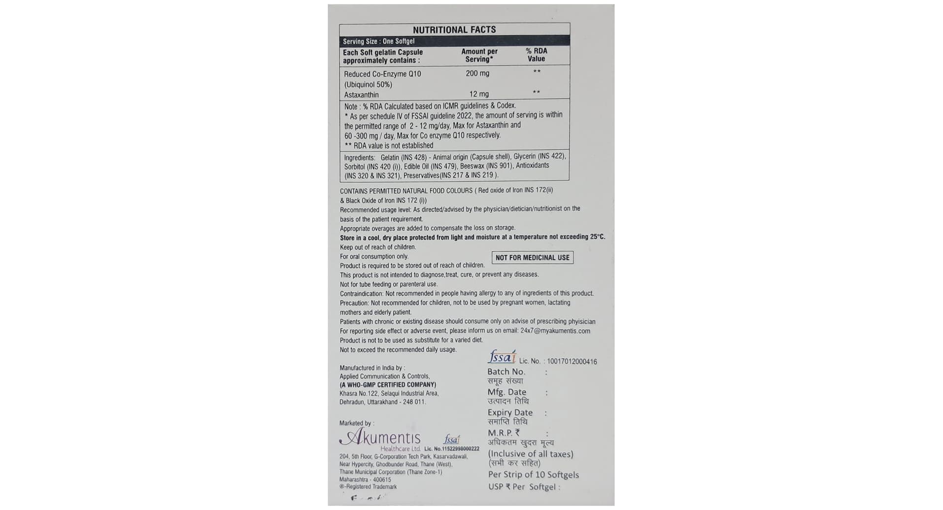 Lineator Astaxanthin and Reduced CoQ10 Capsule
