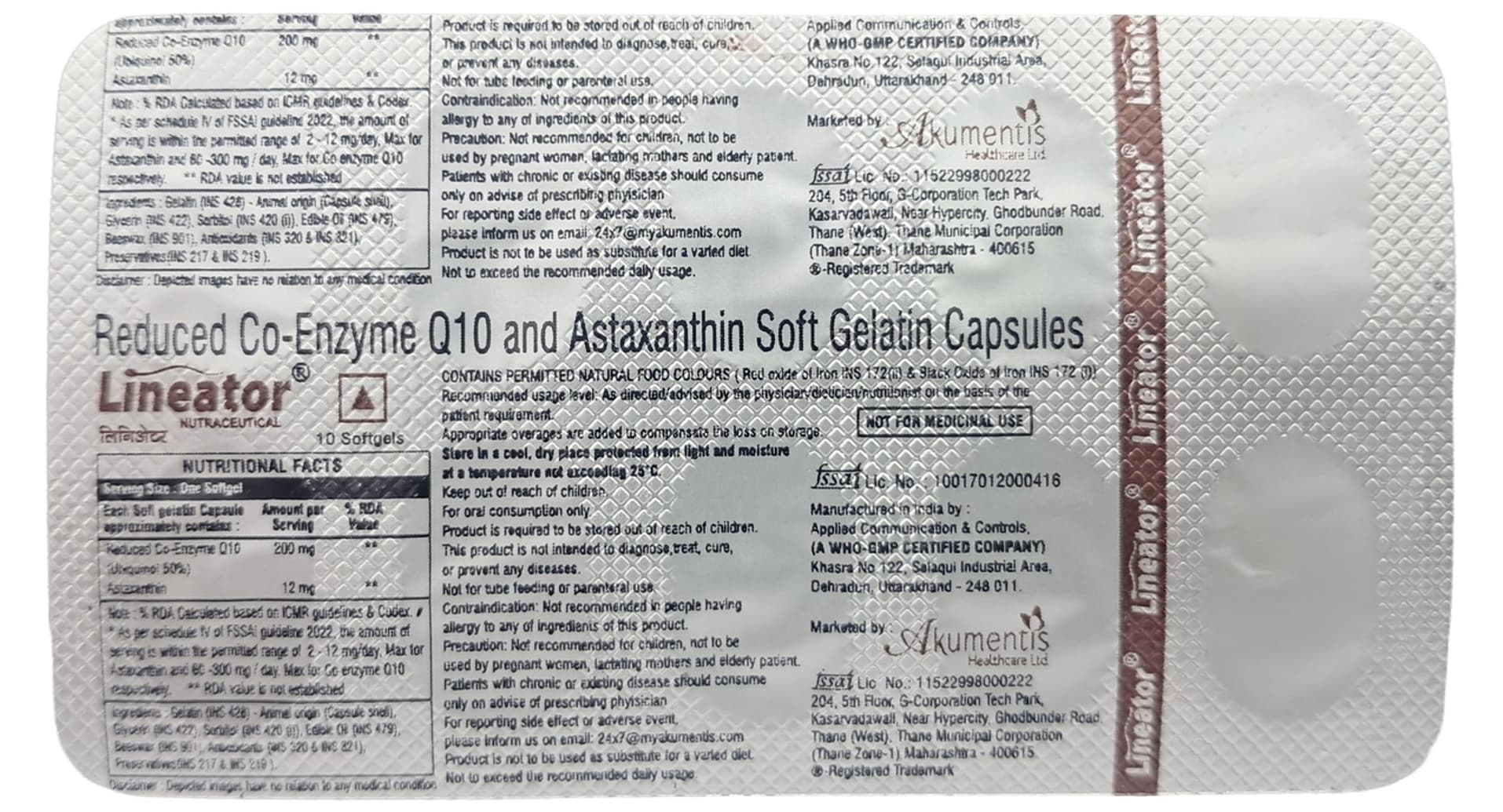 Lineator Astaxanthin and Reduced CoQ10 Capsule