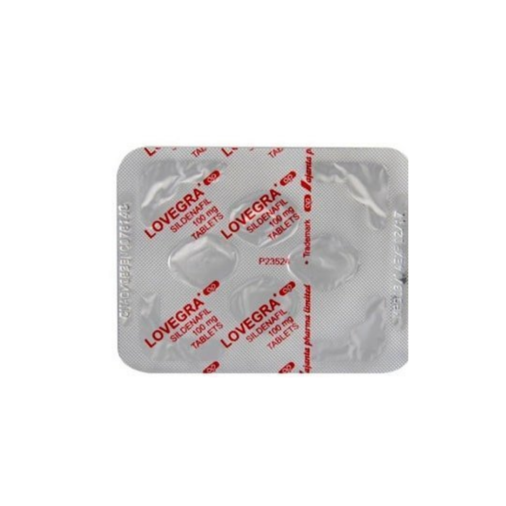 Lovegra 100mg blister back foil printed sildenafil 100 mg tablets