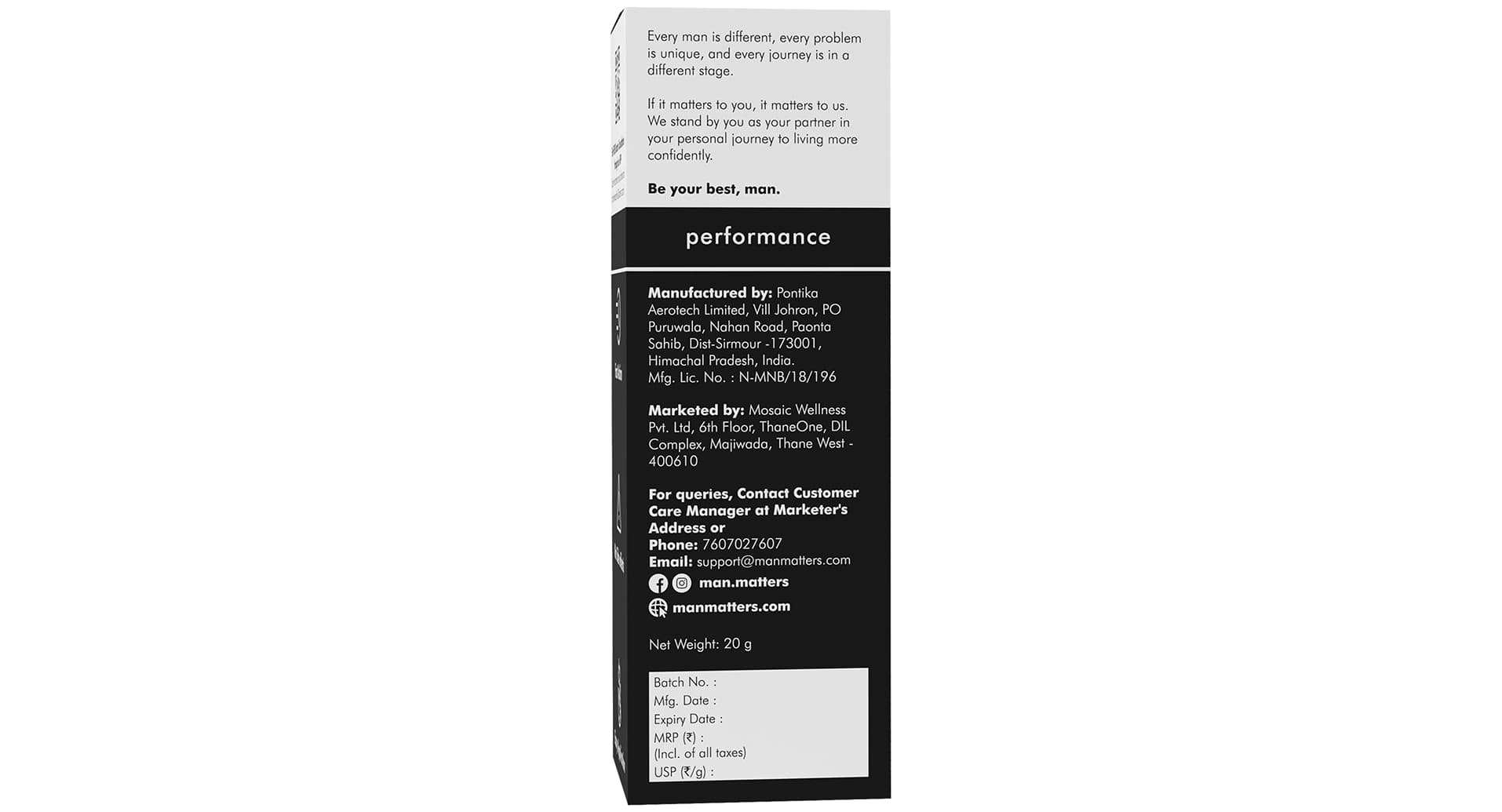 Man Matters Performance Endure Lidocaine Topical Spray