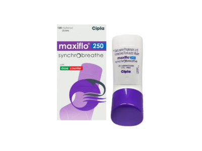 Maxiflo Synchrobreathe 6mcg 250mcg Inhaler pack front view