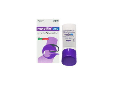 Maxiflo Synchrobreathe 6mcg 250mcg Inhaler pack side view