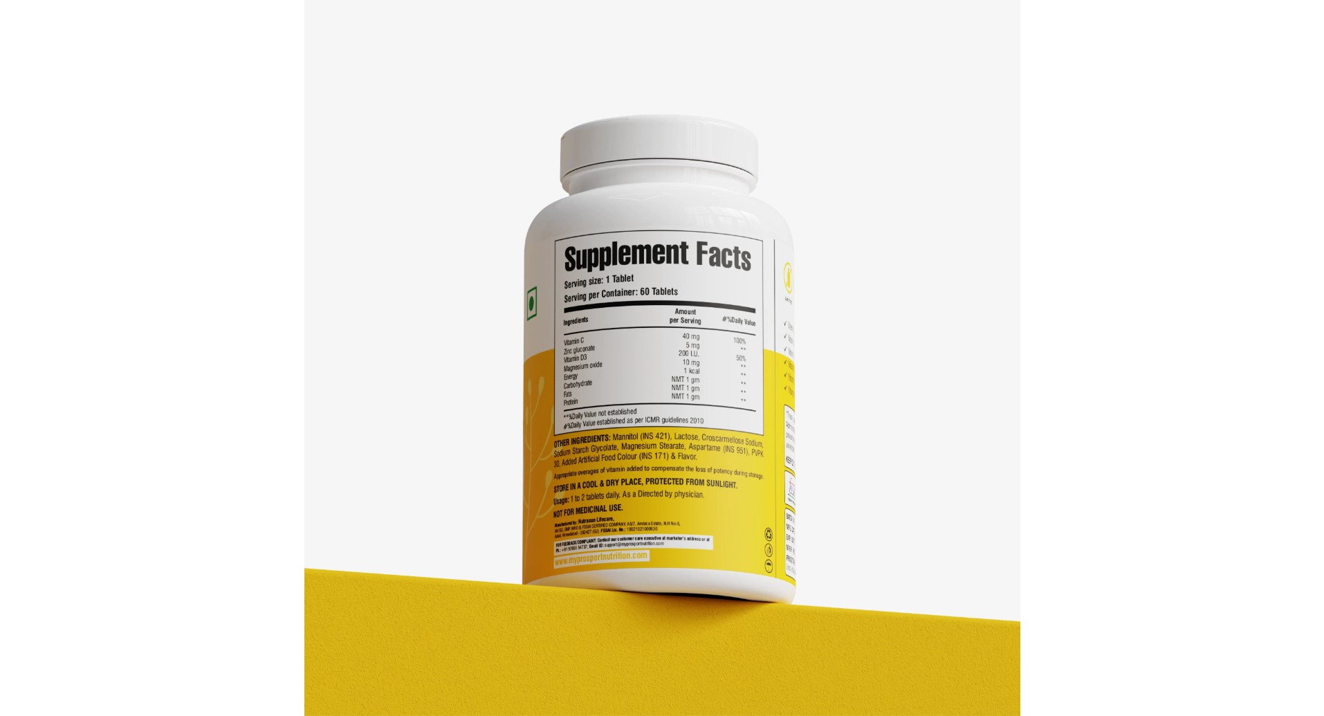MyPro Sport Nutrition Vitamin C with Zinc Magnesium and D3 Chewable Tablets