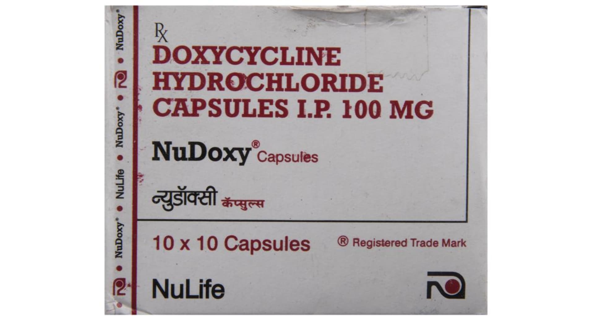 Nudoxy 100mg Capsule pack side view