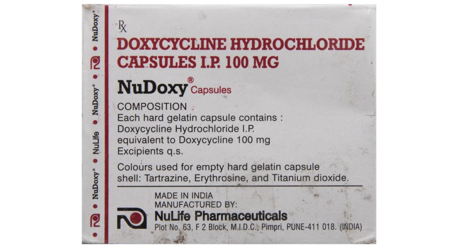 Nudoxy 100mg Capsule strip blister view
