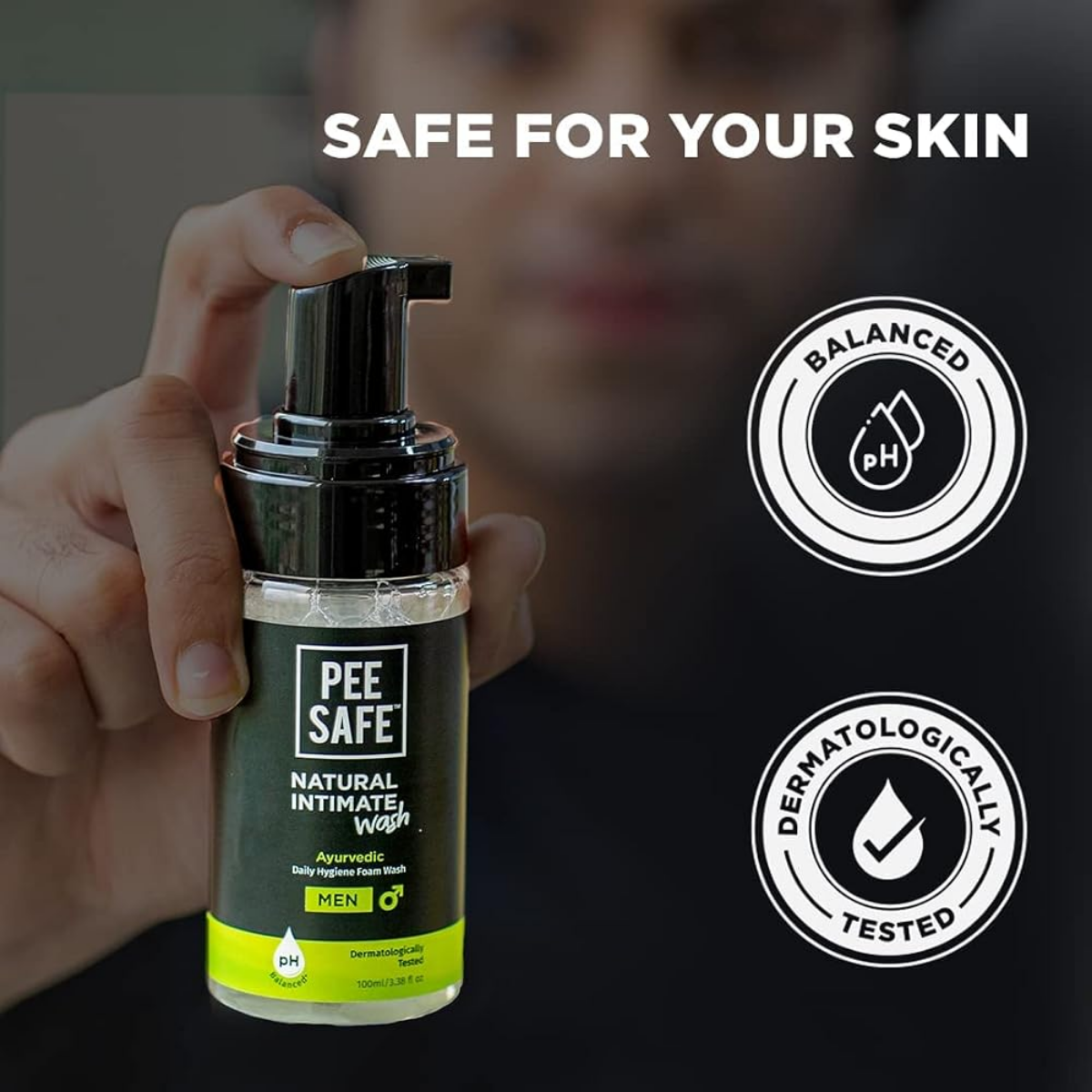 Pee Safe Men's Intimate Foam Wash pack side view