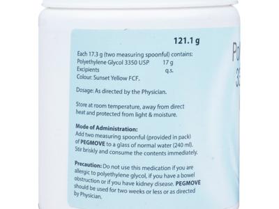 Pegmove Polyethylene Glycol 3350 Oral Solution Powder pack side view