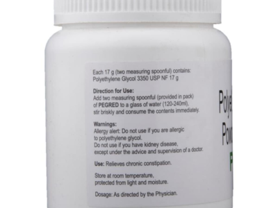 Pegred Polyethylene Glycol 3350 Oral Solution Powder pack side view