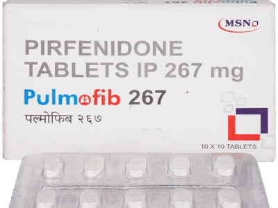 Pulmofib 267mg Tablet carton front