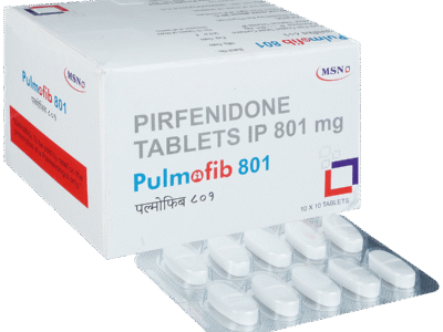 Pulmofib 801mg Tablet carton front