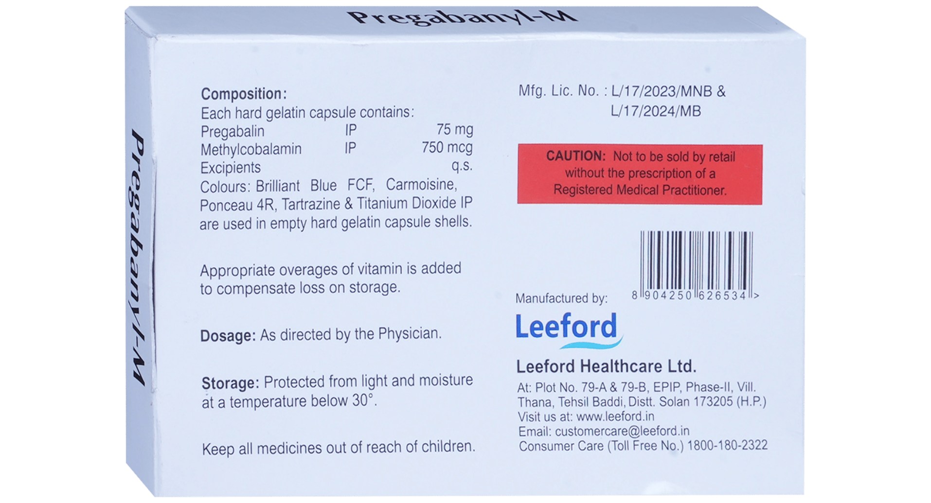 Pregabanyl-M 75mg Capsule