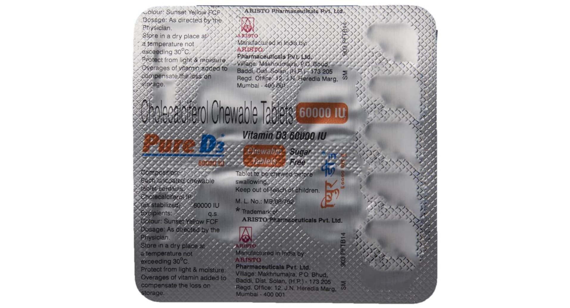 Pure D3 60000IU Chewable Tablet