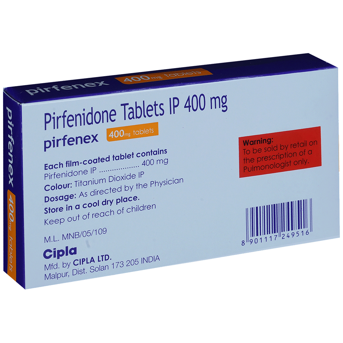 Pirfenex 400mg Tablet composition panel