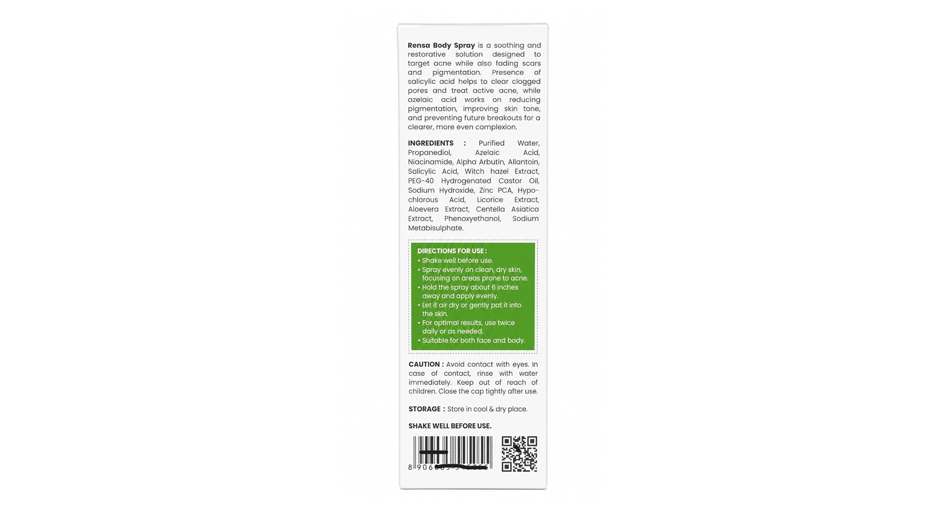 Rensa-AS Body Spray for Acne and Acne Scars