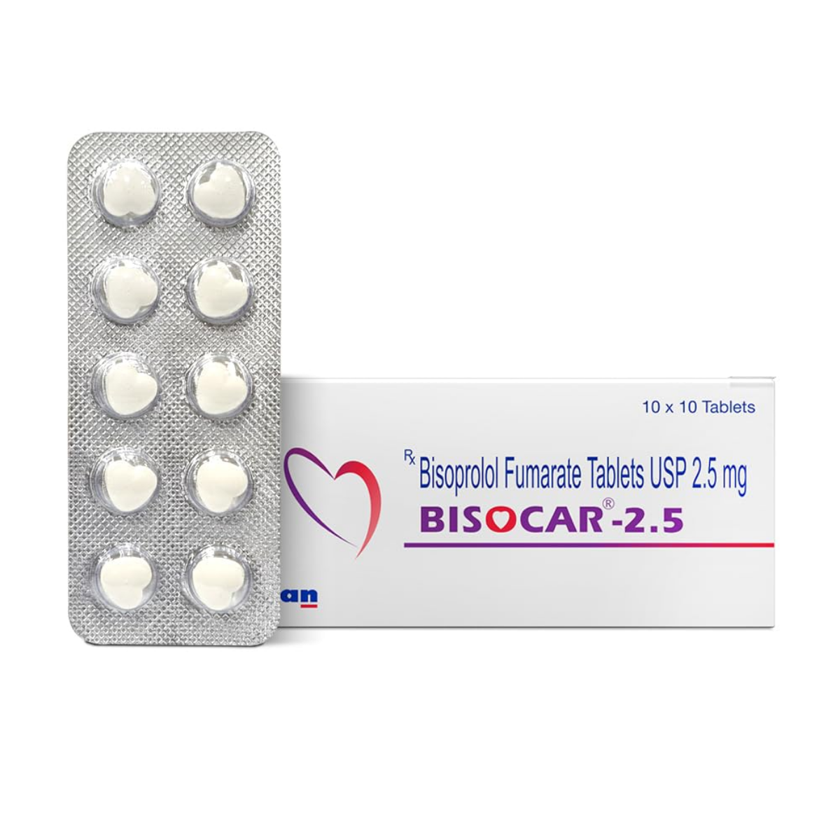 Rusan Bisocar Bisoprolol 2.5mg Tablets pack side view
