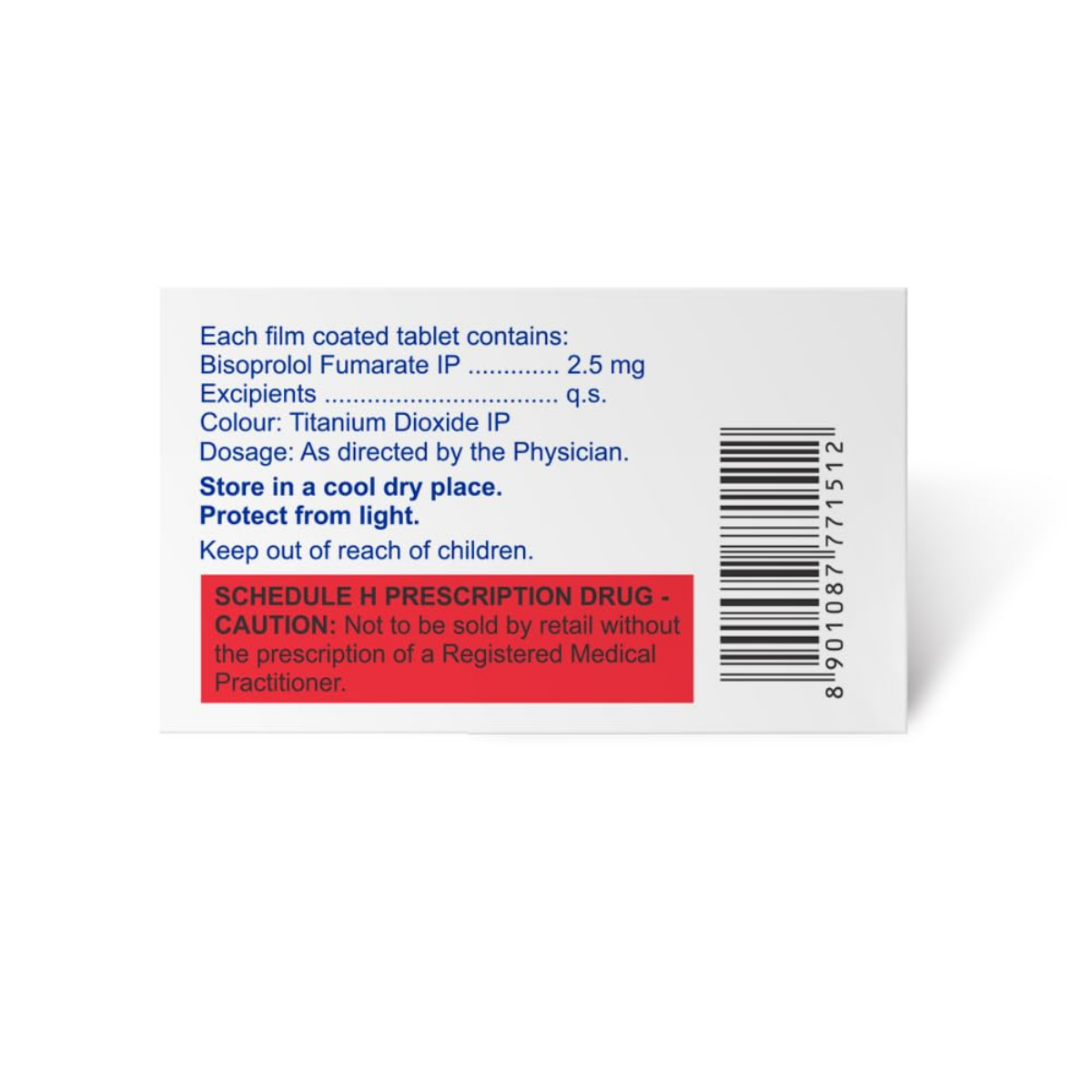 Rusan Bisocar Bisoprolol 2.5mg Tablets strip blister view