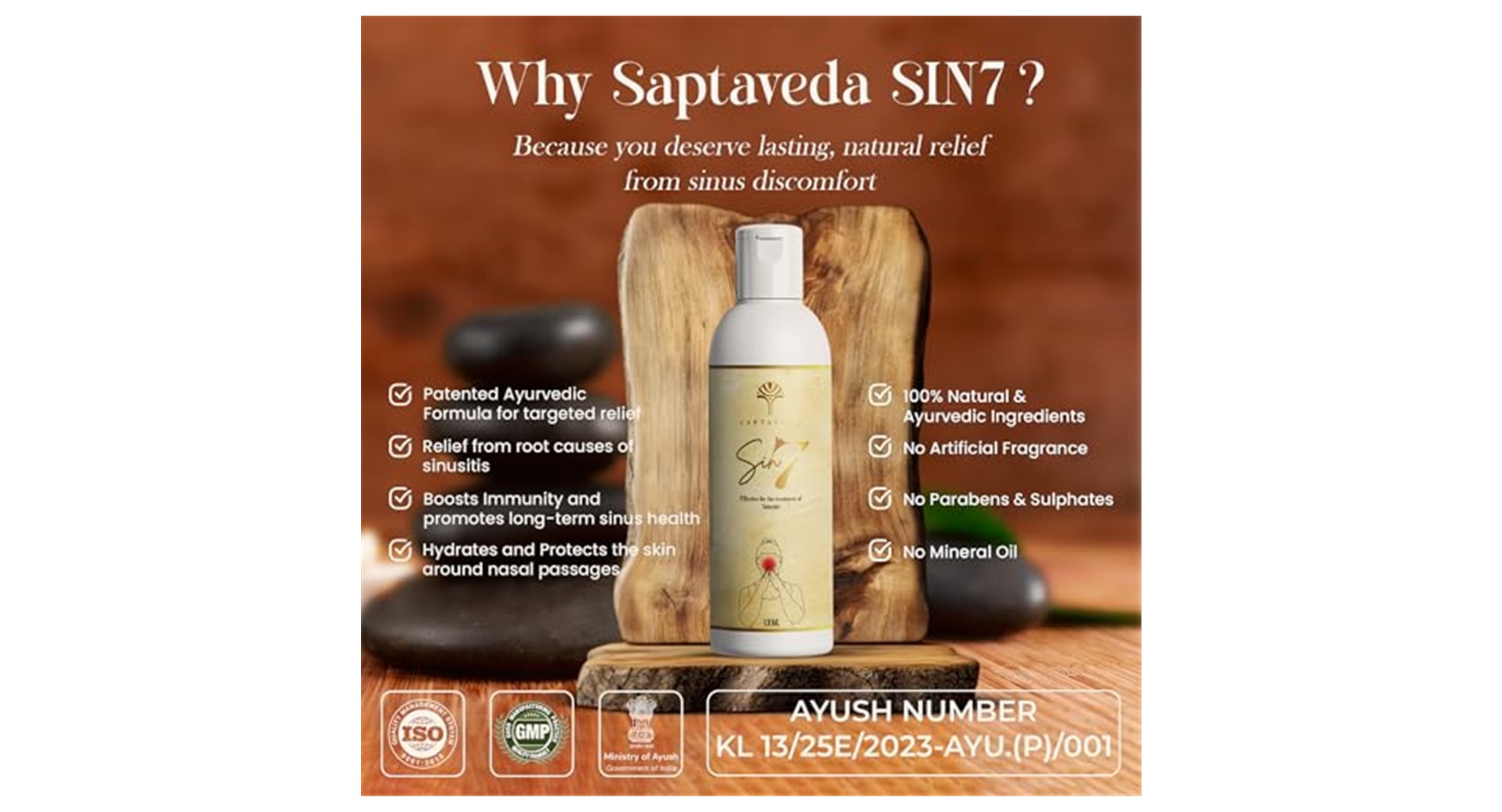 Saptaveda SIN7 Oil for Sinusitis Relief
