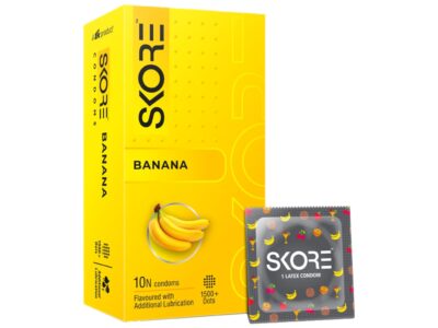 Skore Flavored Dotted Coloured Condoms Banana