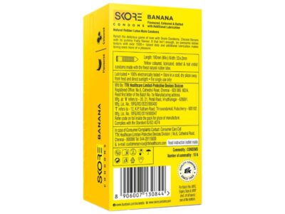 Skore Flavored Dotted Coloured Condoms Banana