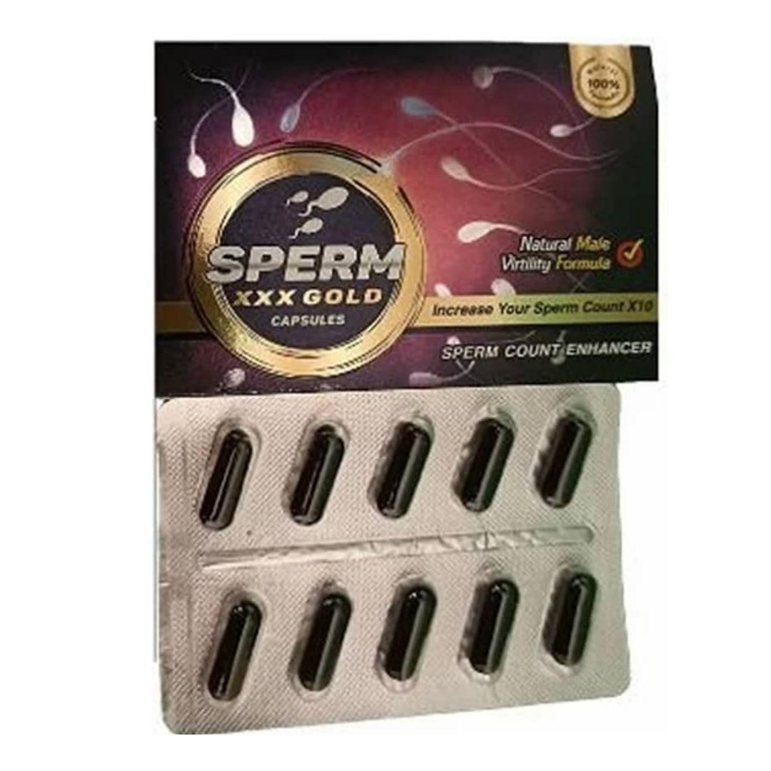 Sperm XXX Gold Capsules pack with blister strip of 10 capsules