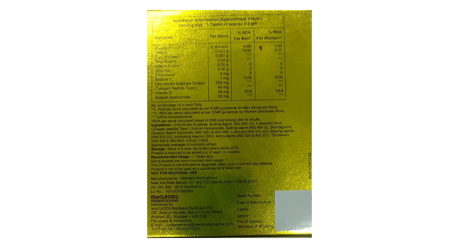 Tendomac Tablet