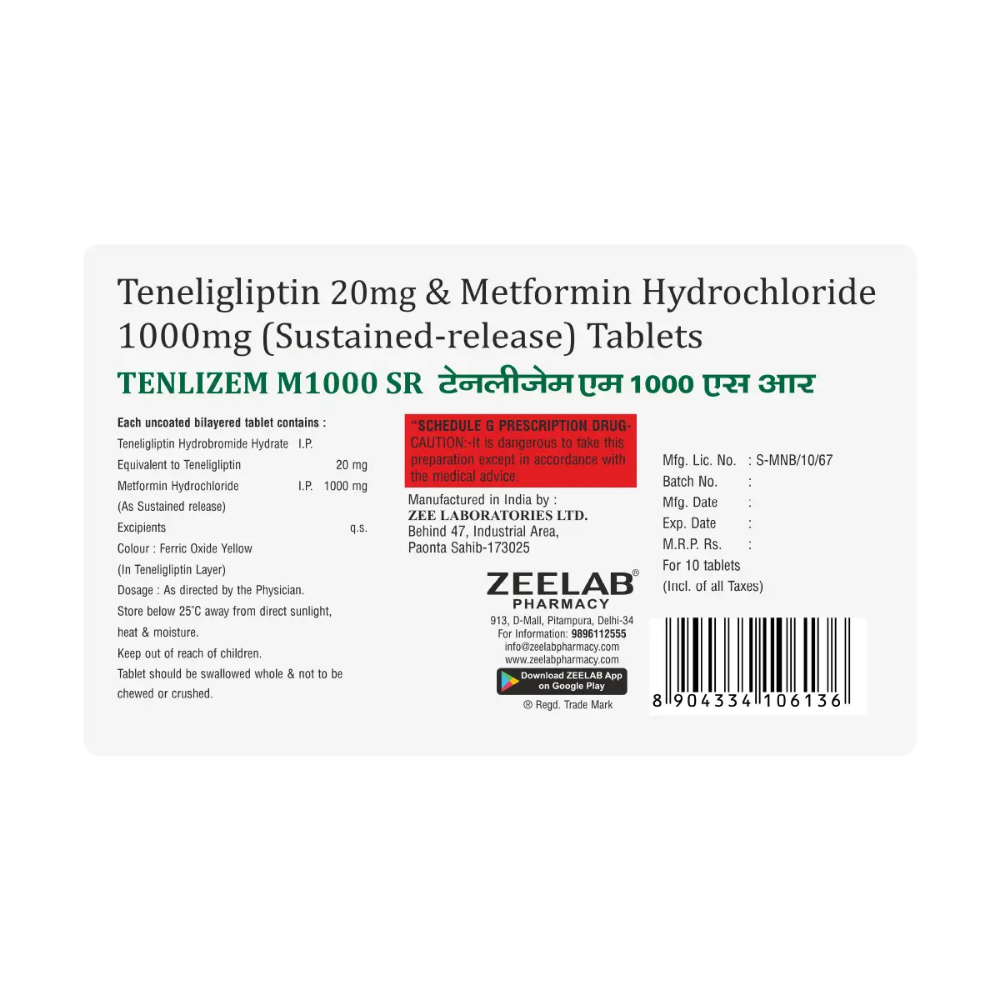 Tenlizem M 1000mg SR Tablet
