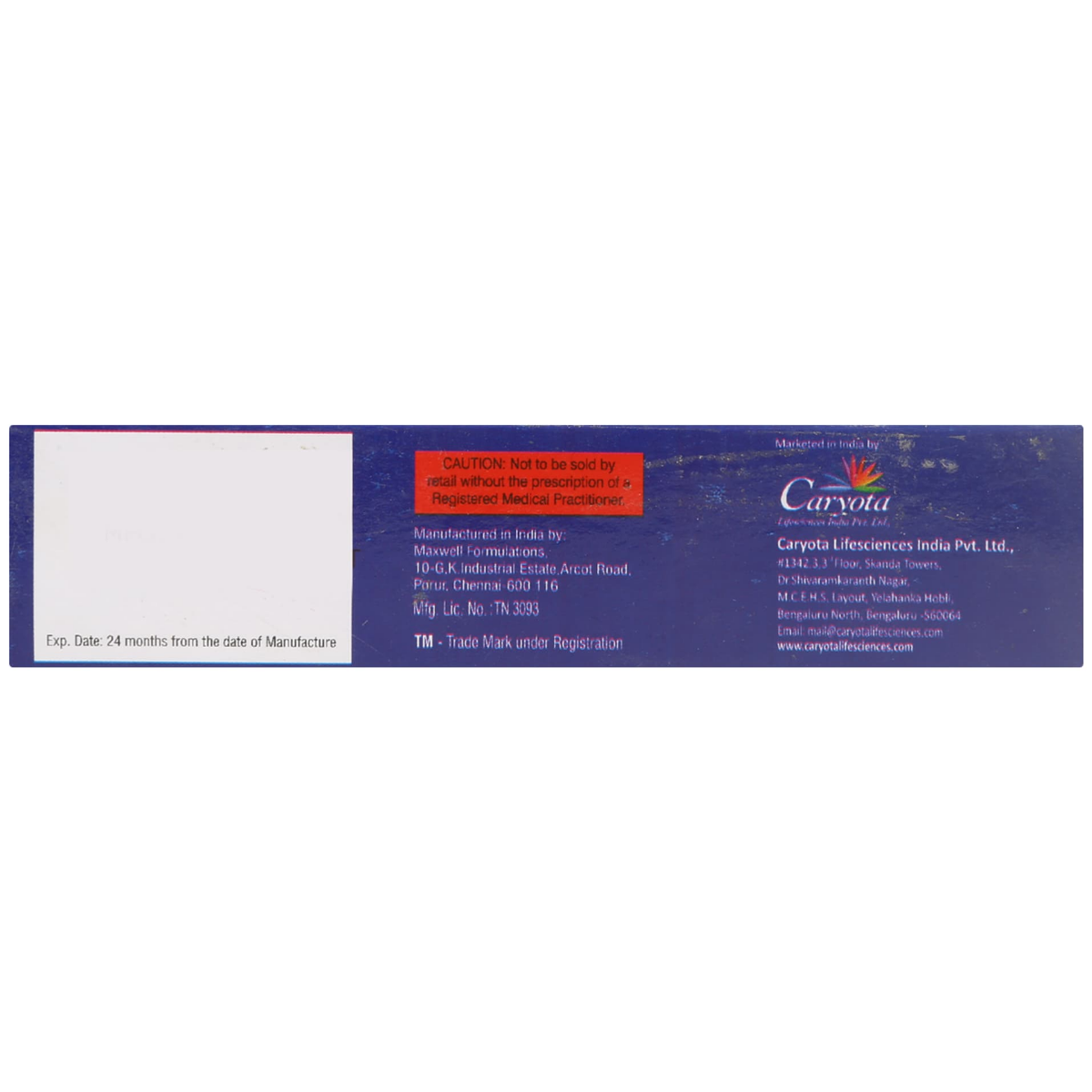 Topmycin Gel pack back view