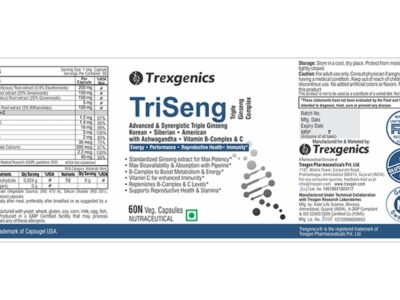 Trexgenics TriSeng Triple Ginseng B-Complex Veg Capsule
