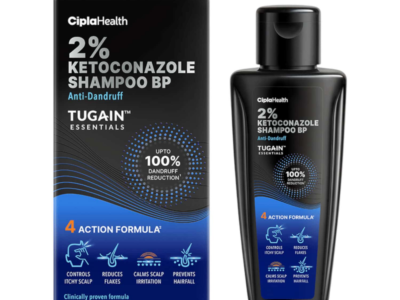 Tugain Essentials 2% Ketoconazole Anti Dandruff Shampoo 100 ml - box and bottle