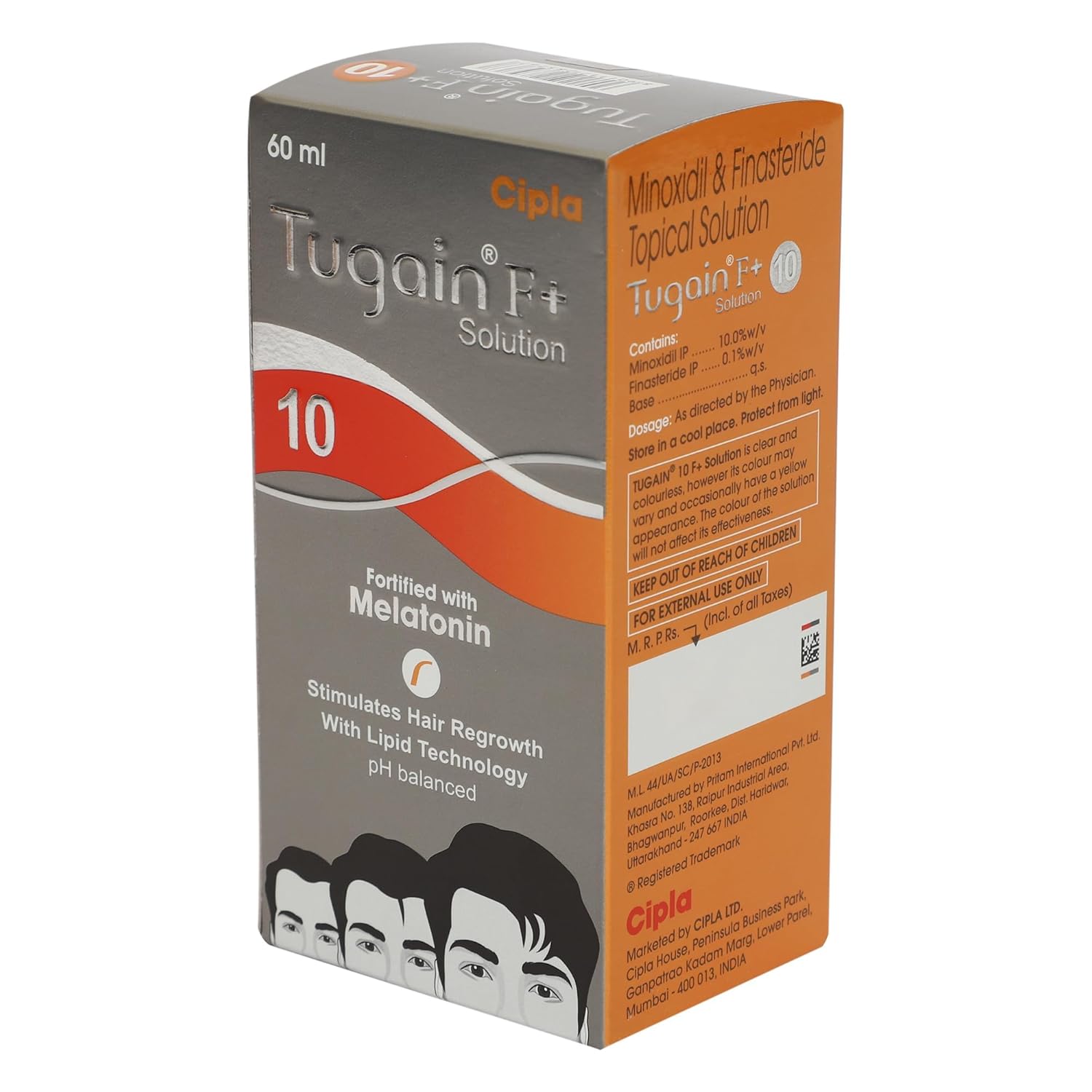 Tugain 10 F+ Solution 60ml pack side view
