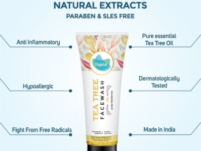 Vegetal Tea Tree Face Wash natural extracts and key claims