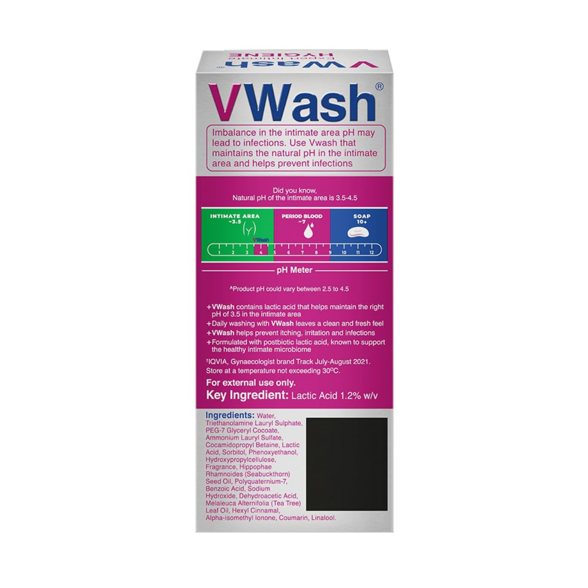 VWash Plus Expert Intimate Hygiene Wash pack back view