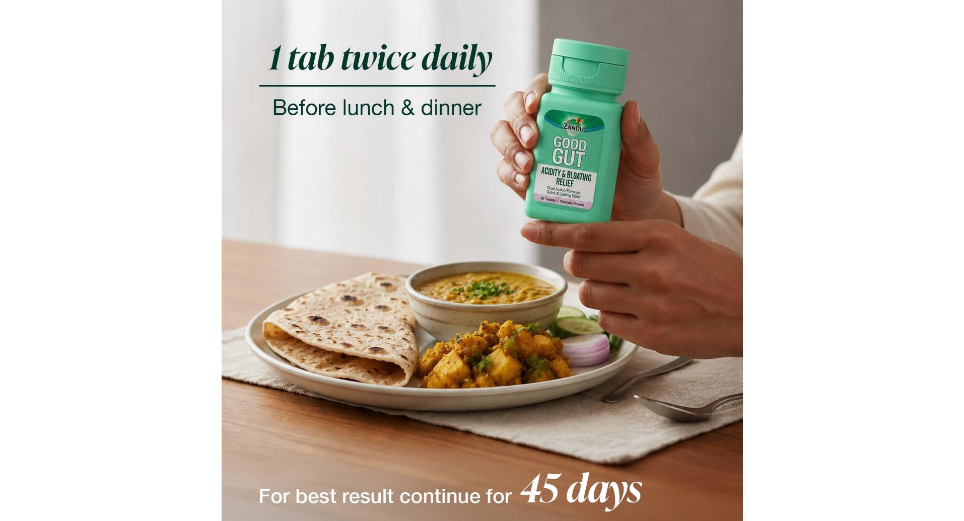Zandu Good Gut Acidity and Bloating Relief Tablets